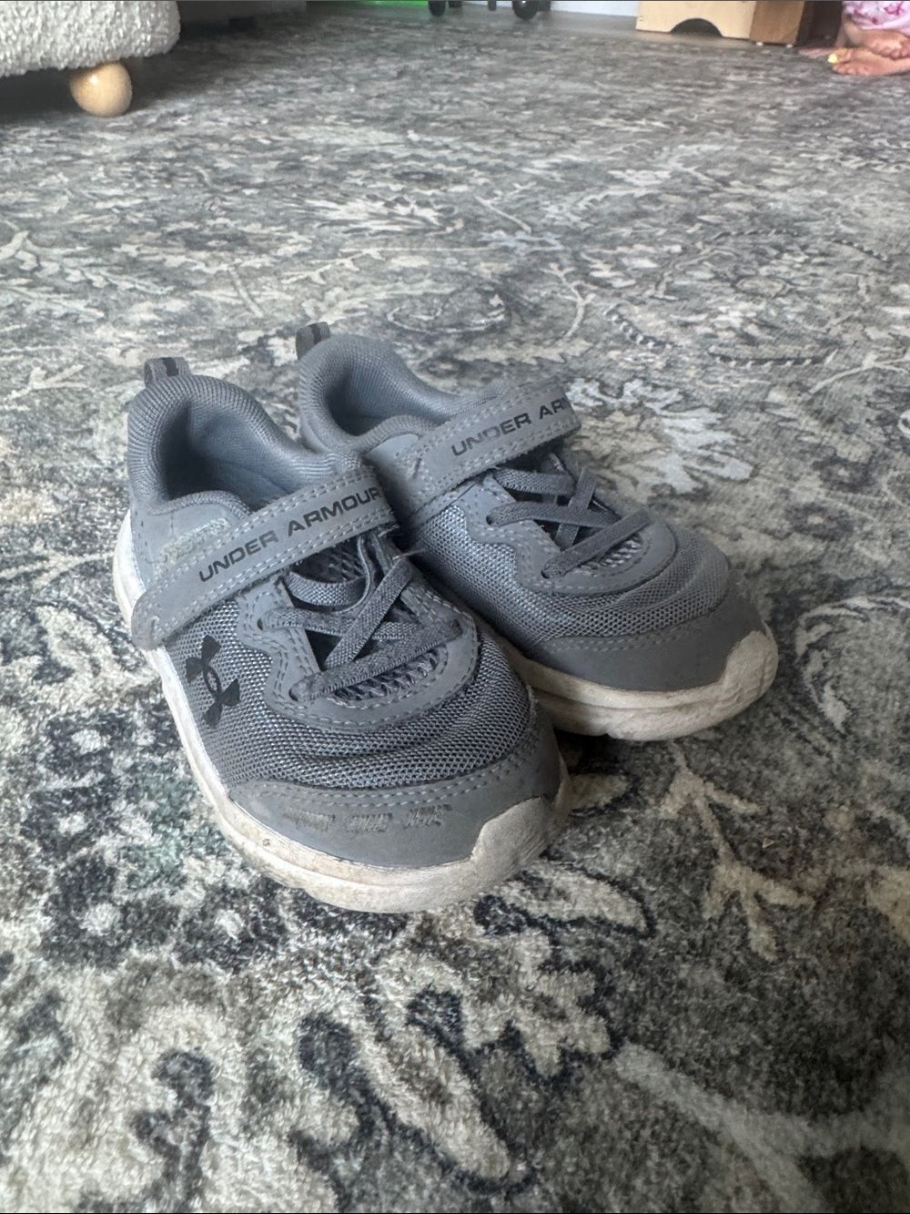 Under Armour Kids Gray Velcro Athletic Sneakers